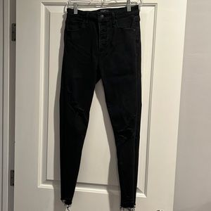 Abercrombie & Fitch Simone high rise ankle black distressed skinny jeans - 27/4r